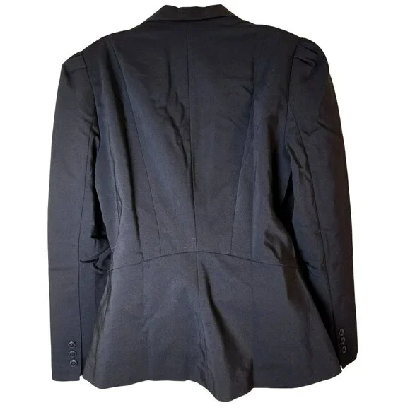 ELLE Classic Black Button Front Blazer Womens Sz 16 Jacket Long Sleeve Lined - Picture 2 of 13